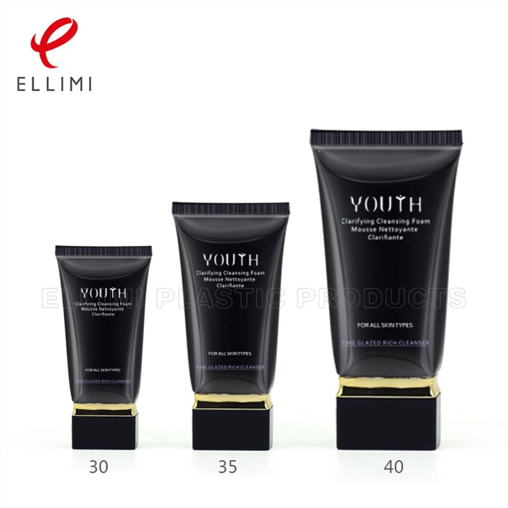 Black Cosmetic Tubes With Square Lid