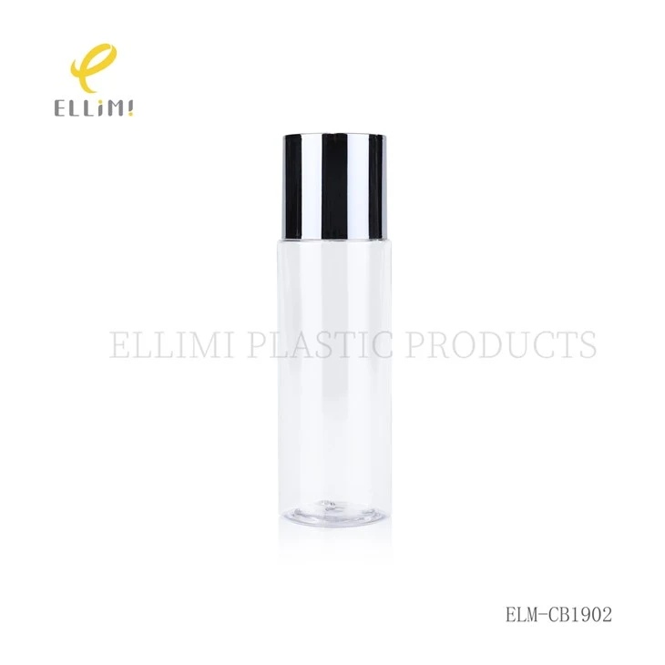 150ml/180ml Clear PET Cylindrical Cosmetic Toner Bottle With Electroplated Silver Cap price