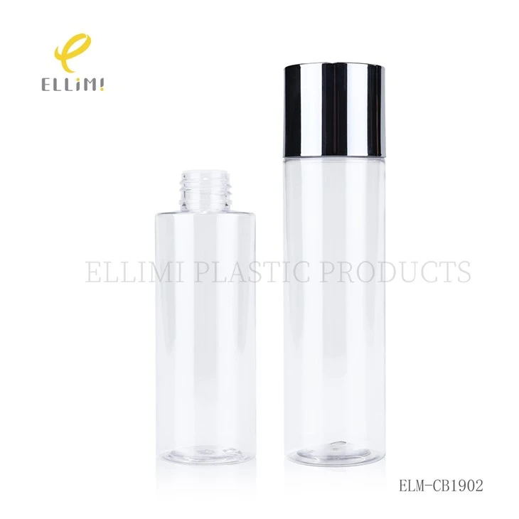 150ml/180ml Clear PET Cylindrical Cosmetic Toner Bottle With Electroplated Silver Cap price