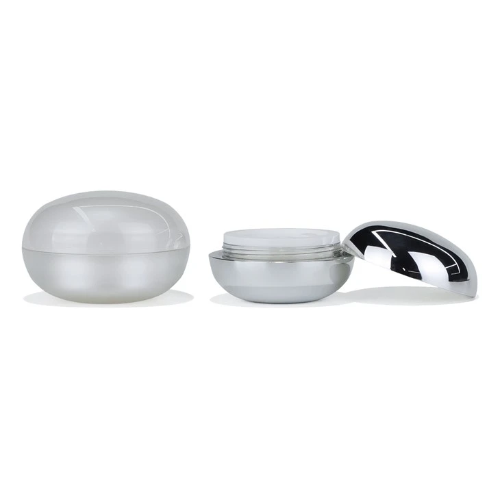 30g/50g Oval Acrylic Cream With Silver Mirror Cap (ABS+AS+PMMA+MS)