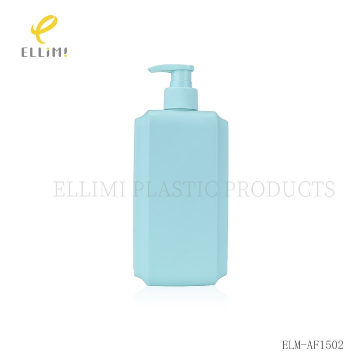 500ml Light Blue PE Plastic Lotion Pump Bottles, Octagonal Square Shape For Home Care suppliers