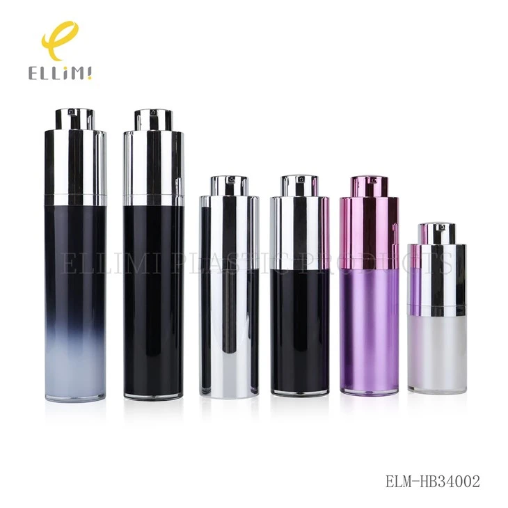 Acrylic Airless Pump Bottle With Gradient/Solid Color Inner Bottle (Black/Purple/Silver) factory