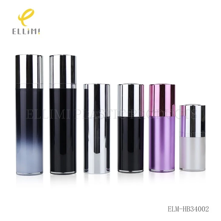 Acrylic Airless Pump Bottle With Gradient/Solid Color Inner Bottle (Black/Purple/Silver) suppliers