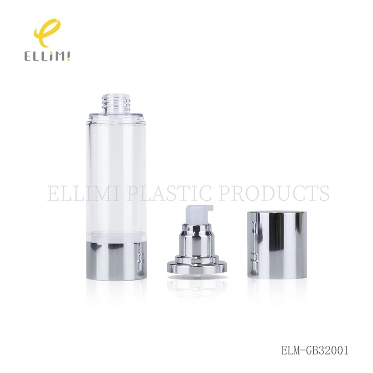 Airless Pump Bottles With Aluminum Cap, AS Clear Body & PP Inner For Skincare high quality