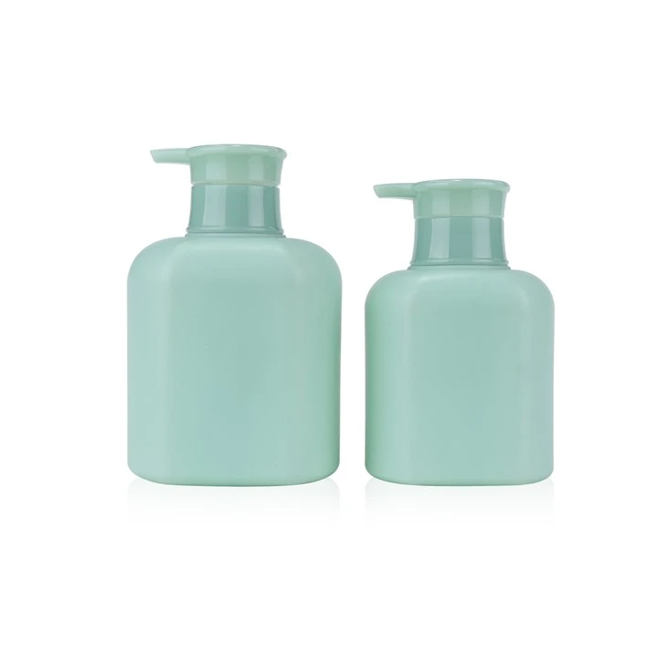 Mint Green PE Plastic Lotion Pump Bottles, Rounded Square Shape For Personal Care