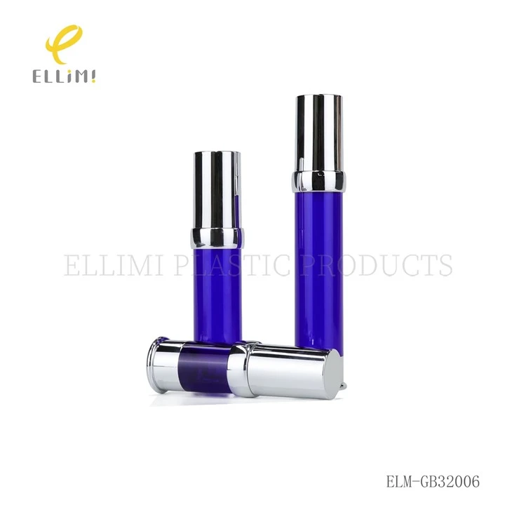 Blue PP Plastic Airless Pump Bottles With Silver Chrome Cap For Skincare Serum best