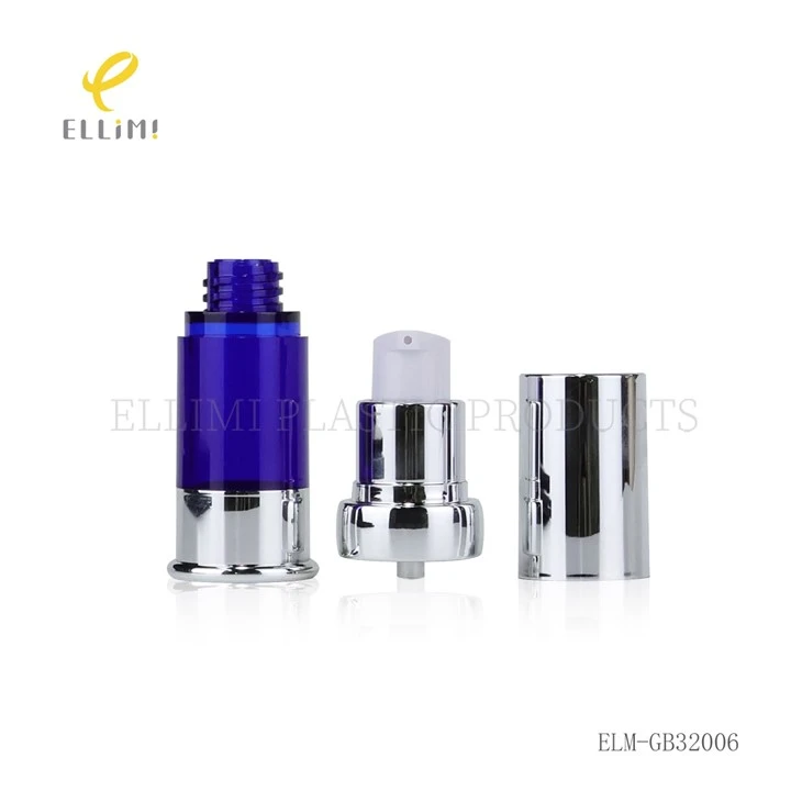 Blue PP Plastic Airless Pump Bottles With Silver Chrome Cap For Skincare Serum best