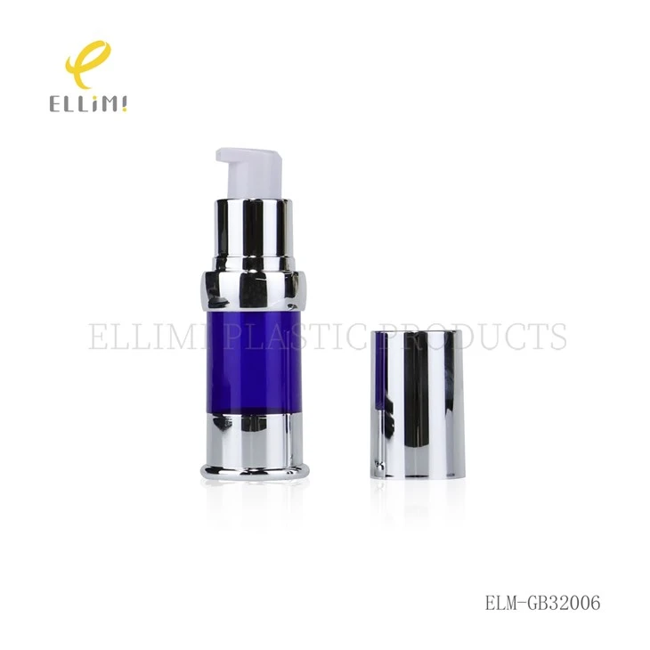 Blue PP Plastic Airless Pump Bottles With Silver Chrome Cap For Skincare Serum price