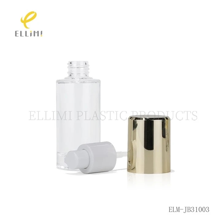 Clear Glass Cosmetic Bottles & Jars Set With Gold/Silver Caps For Skincare best