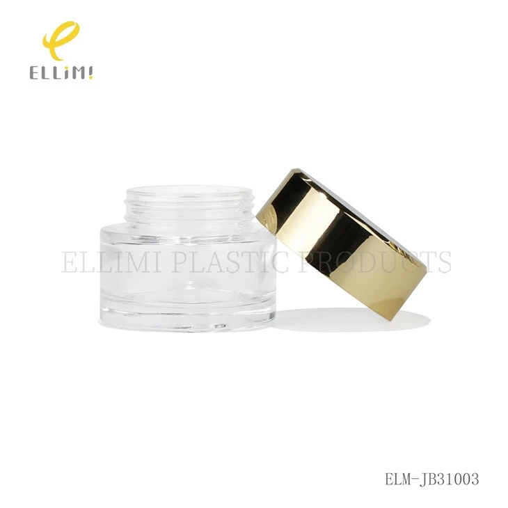 Clear Glass Cosmetic Bottles & Jars Set With Gold/Silver Caps For Skincare high quality
