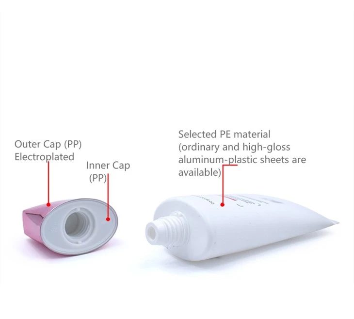 Cosmetic Flat Oval Tubes With Double Flat Cap