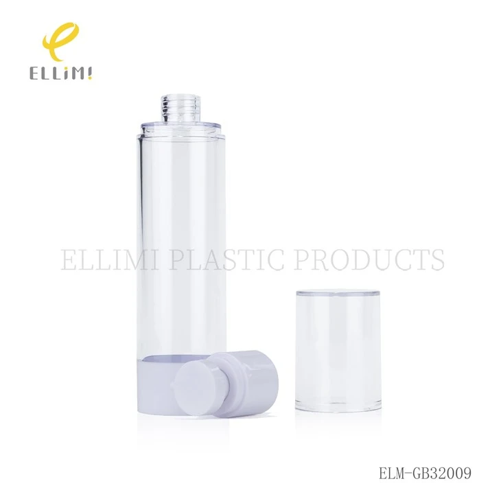 Empty Clear PP Airless Pump Bottles - Refillable Cylinder Containers For Cosmetic Serum & Lotion Use high quality