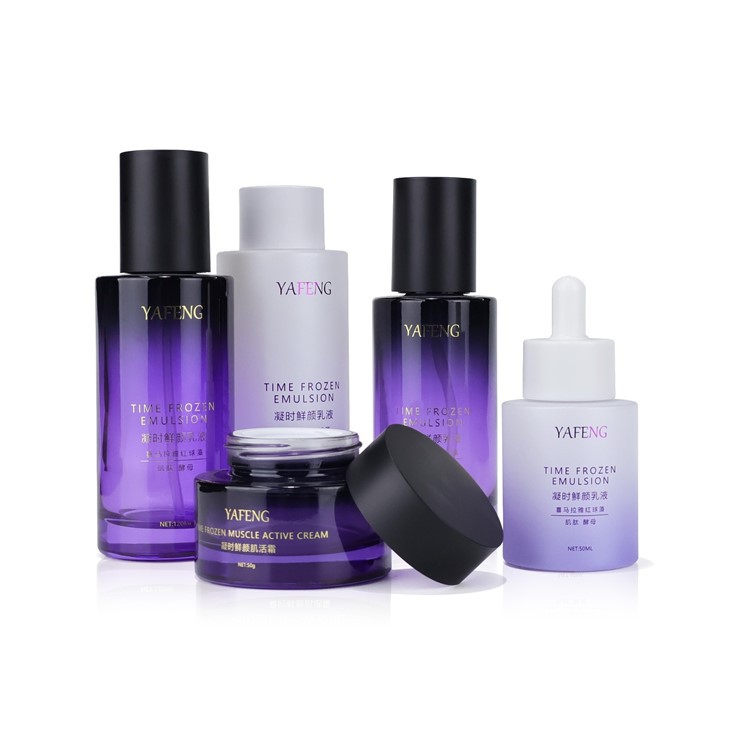 Gradient Purple Skincare Bottle & Jar Set With Dropper/Pump/Screw Cap