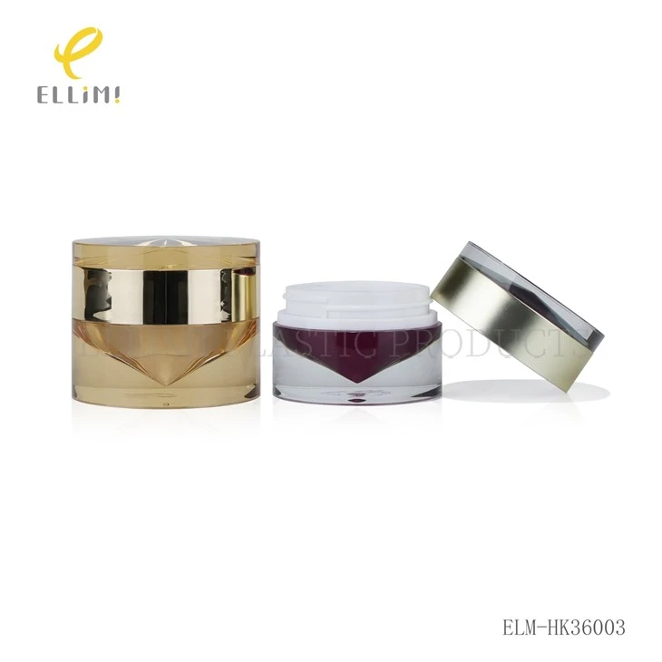 Luxury Acrylic Cosmetic Bottle With Inverted Cone Bottom & Metallic Gold/Silver Cap For Face Cream high quality