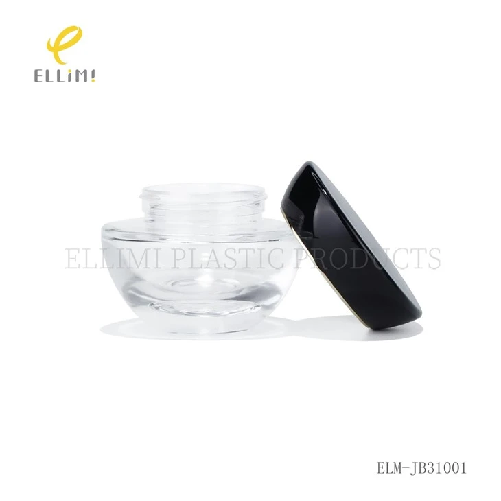 Luxury Clear Glass Cosmetic Bottles & Jars Set With Black Caps Skincare Packaging For Lotion, Serum, Cream price