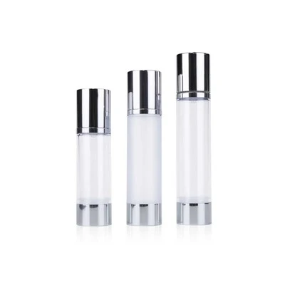 Airless Pump Bottles With Aluminum Cap, AS Clear Body & PP Inner For Skincare