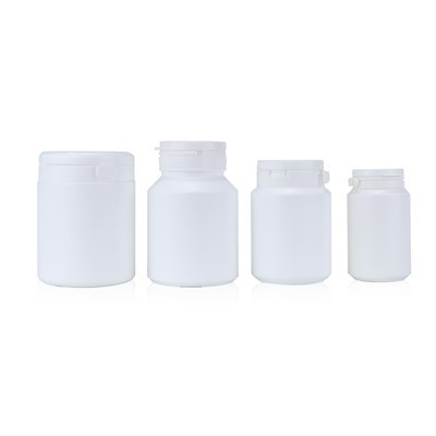White Plastic Tear-Off Cap Bottles Set Food Grade PP Packaging for Pills, Vitamins, Supplements & Cosmetic Powders