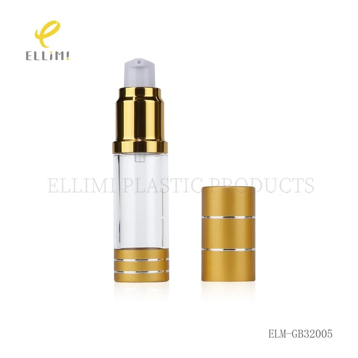 PP Plastic Airless Pump Bottles, Gold Luxury Cap Clear Cosmetic Containers For Serum & Essence best