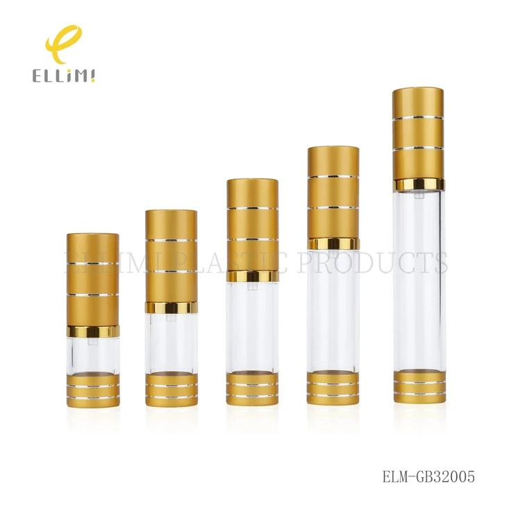 PP Plastic Airless Pump Bottles, Gold Luxury Cap Clear Cosmetic Containers For Serum & Essence suppliers