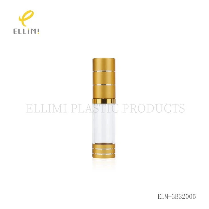 PP Plastic Airless Pump Bottles, Gold Luxury Cap Clear Cosmetic Containers For Serum & Essence factory
