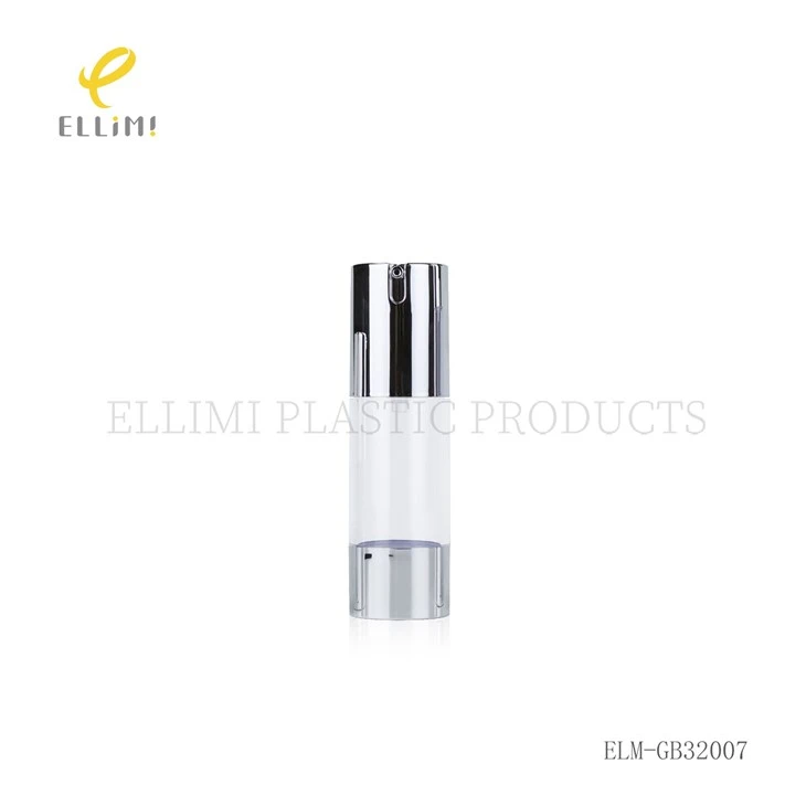 PP Plastic Airless Pump Bottles With Silver Chrome Pump For Skincare Serum & Lotion factory