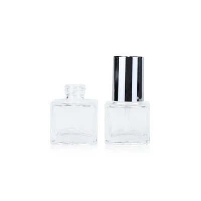 25ml Clear Square Bottles With Black Lotion Pump & Outer Cap For Serum & Essence