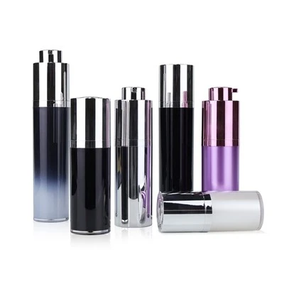 Acrylic Airless Pump Bottle With Gradient/Solid Color Inner Bottle (Black/Purple/Silver)