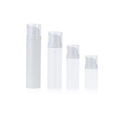 White Cylindrical Airless Pump Bottles Refillable Cosmetic Packaging For Serum, Lotion & Eye Cream