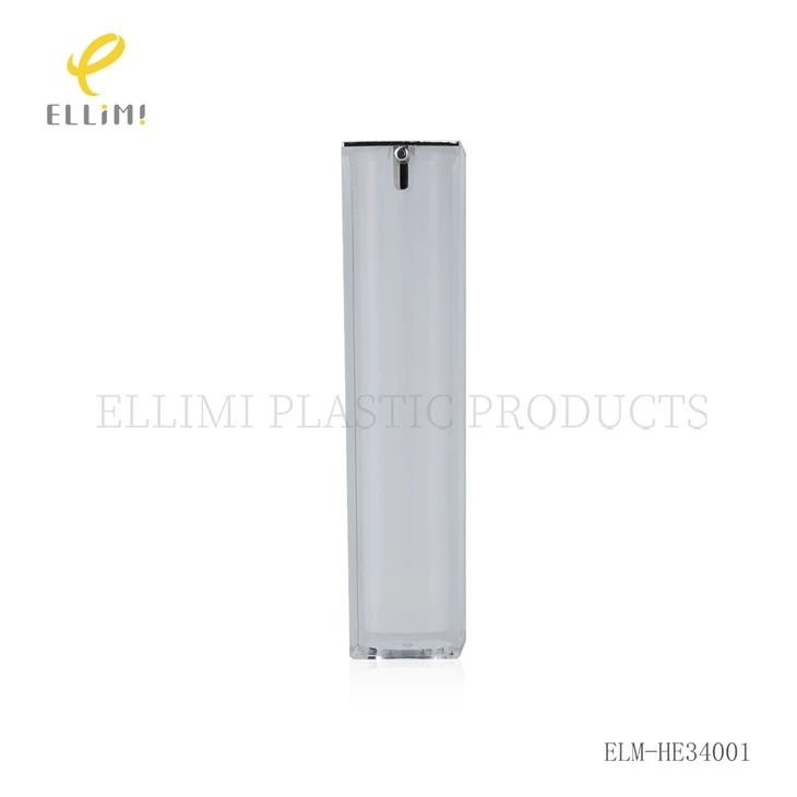 Square Acrylic Airless Pump Bottle With Silver Pearl Inner Bottle best