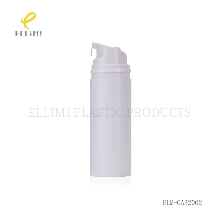 White PP Plastic Airless Pump Bottles With Silver Ring & Clear Cap For Skincare factory